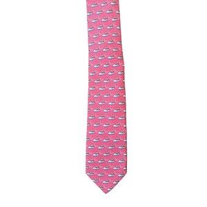 Vineyard Vines Men’s Jet Skiing Santa Raspberry Pink Christmas Silk Tie 60”